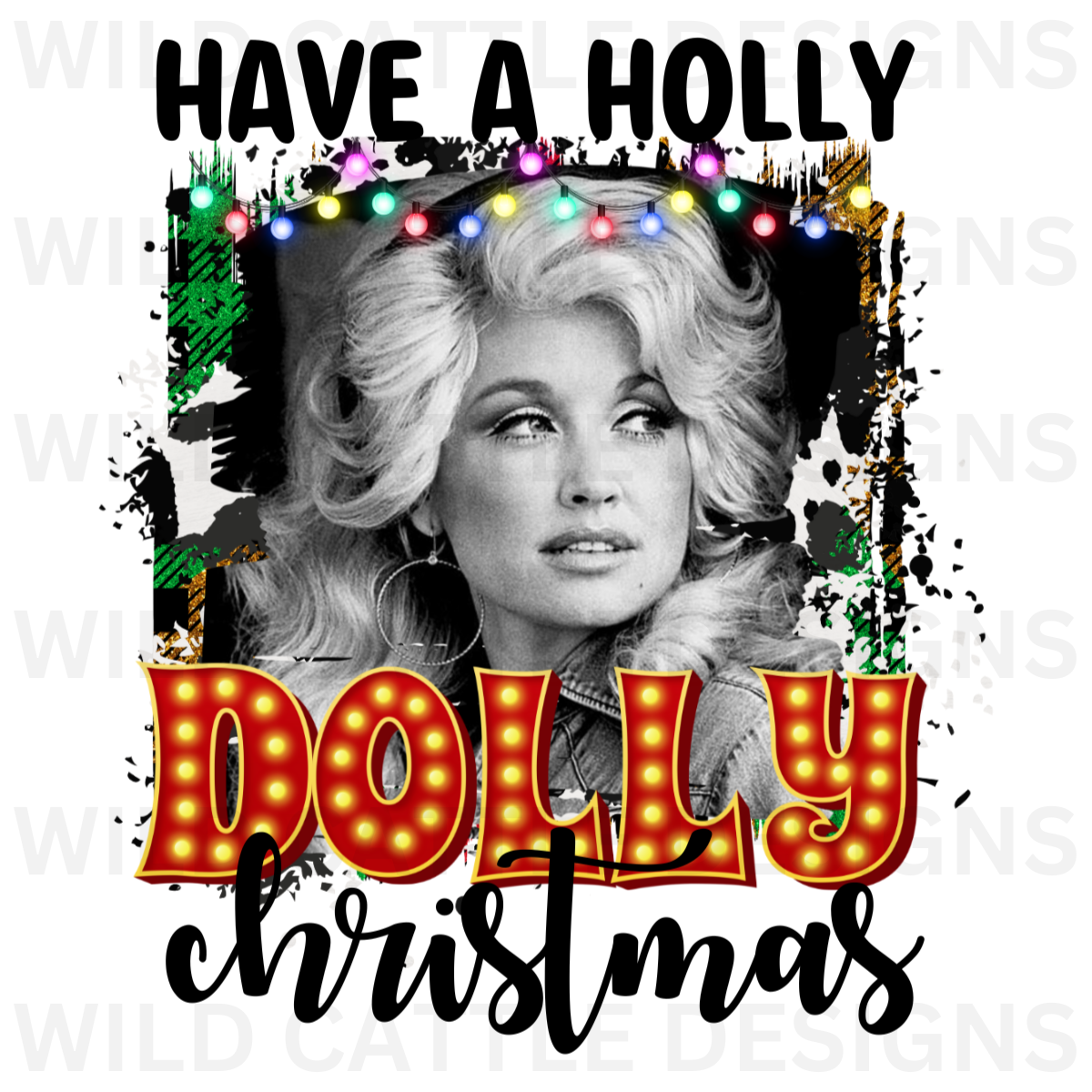 Holly Dolly Christmas PNG Wild Cattle Designs