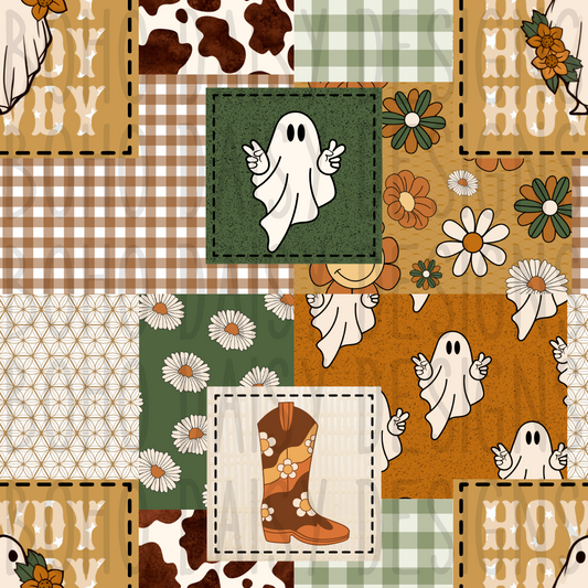 Retro Howdy Ghosts Patchwork