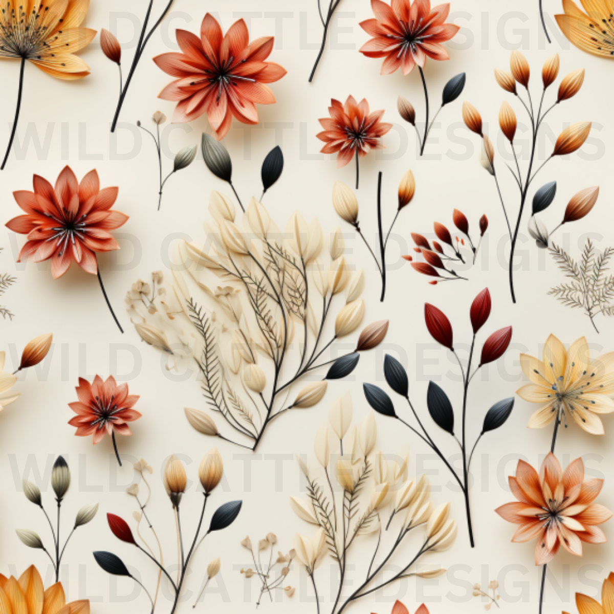 Cozy Fall Flowers Seamless