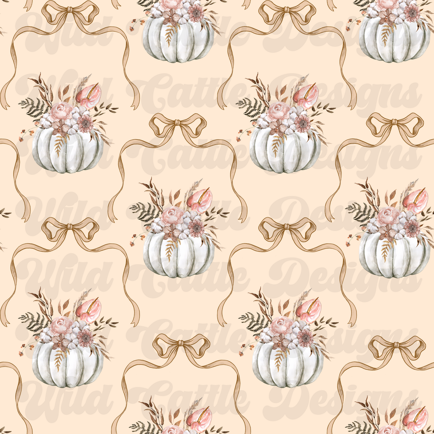 Beige coquette pumpkin seamless