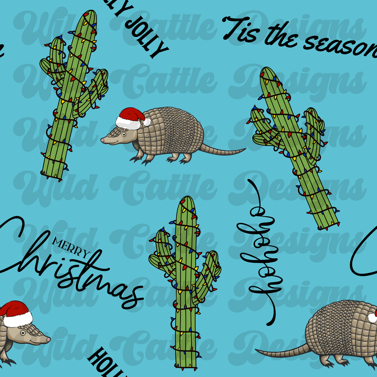 blue armadillo christmas seamless