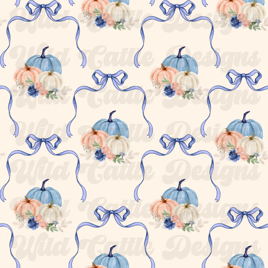 Blue coquette pumpkin seamless