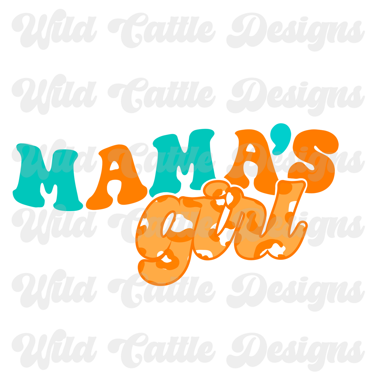 Orange Cheetah Mamas Girl PNG