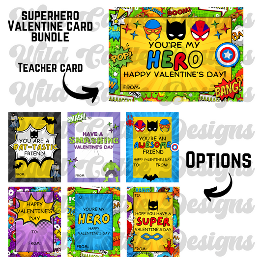 Superhero Valentine Cards Bundle