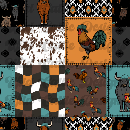 Bulls and Chickens Patchwork