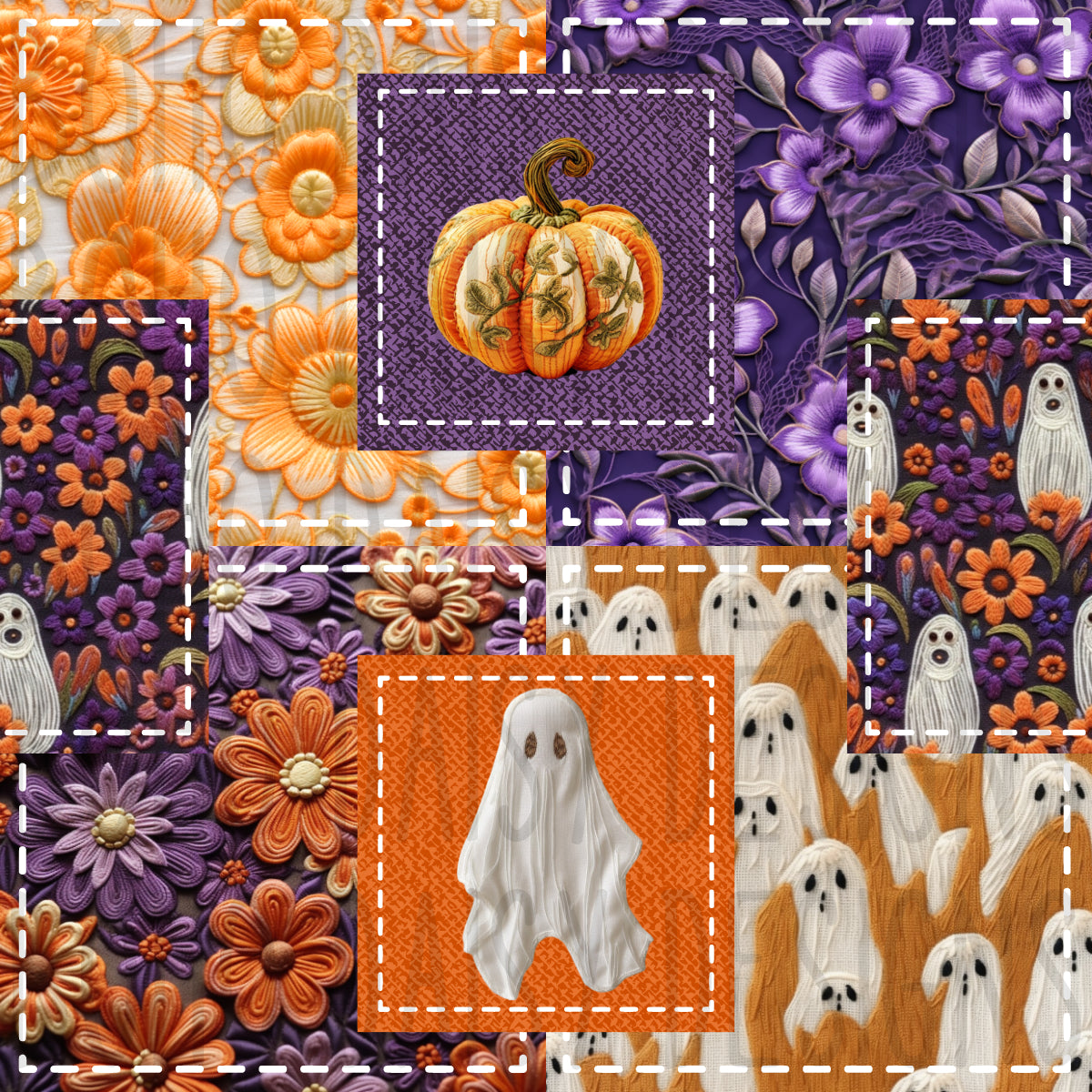 Halloween Embroidered Patchwork