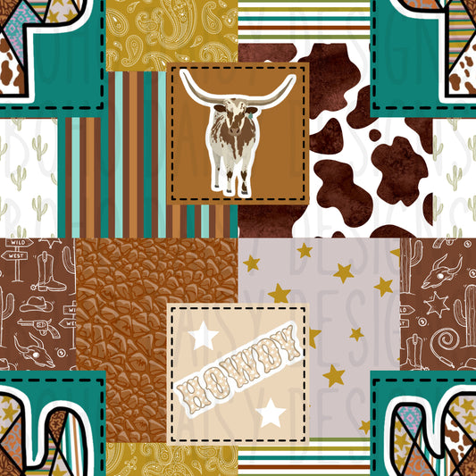 Rustic Howdy Patchwork Seamless