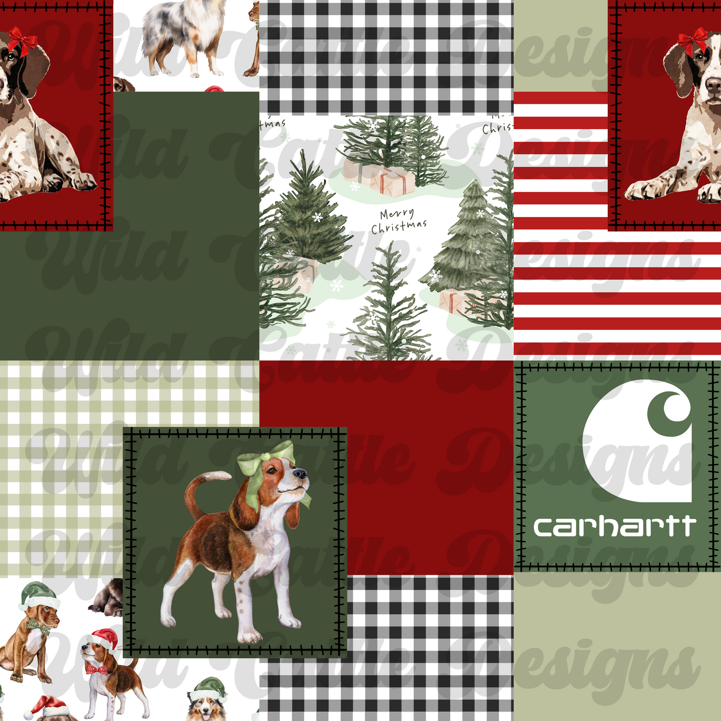 Car Hartt girl Christmas dog patchwork