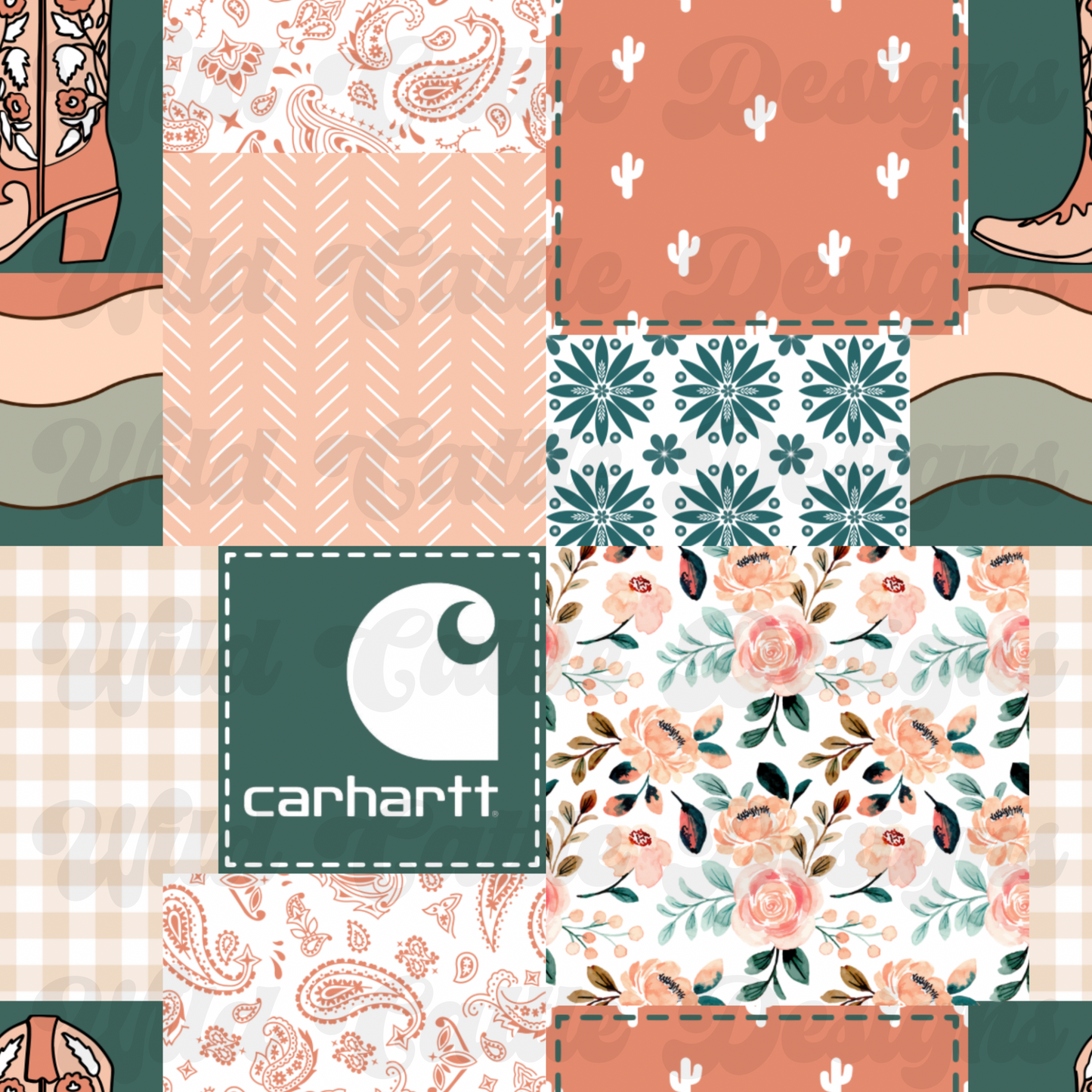 Coral Floral Patchwork