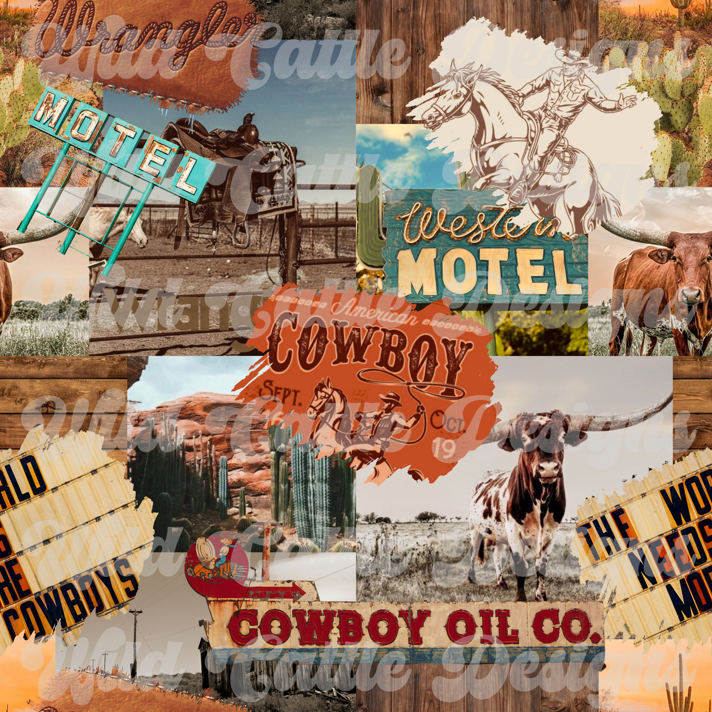 Cowboy Collage Seamless