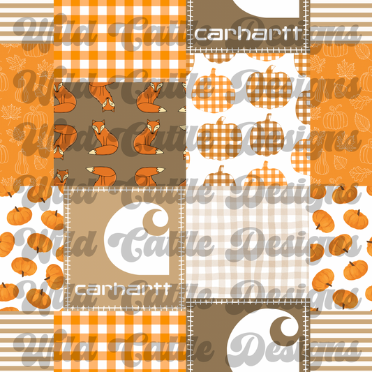 Fox and pumpkin patchwork