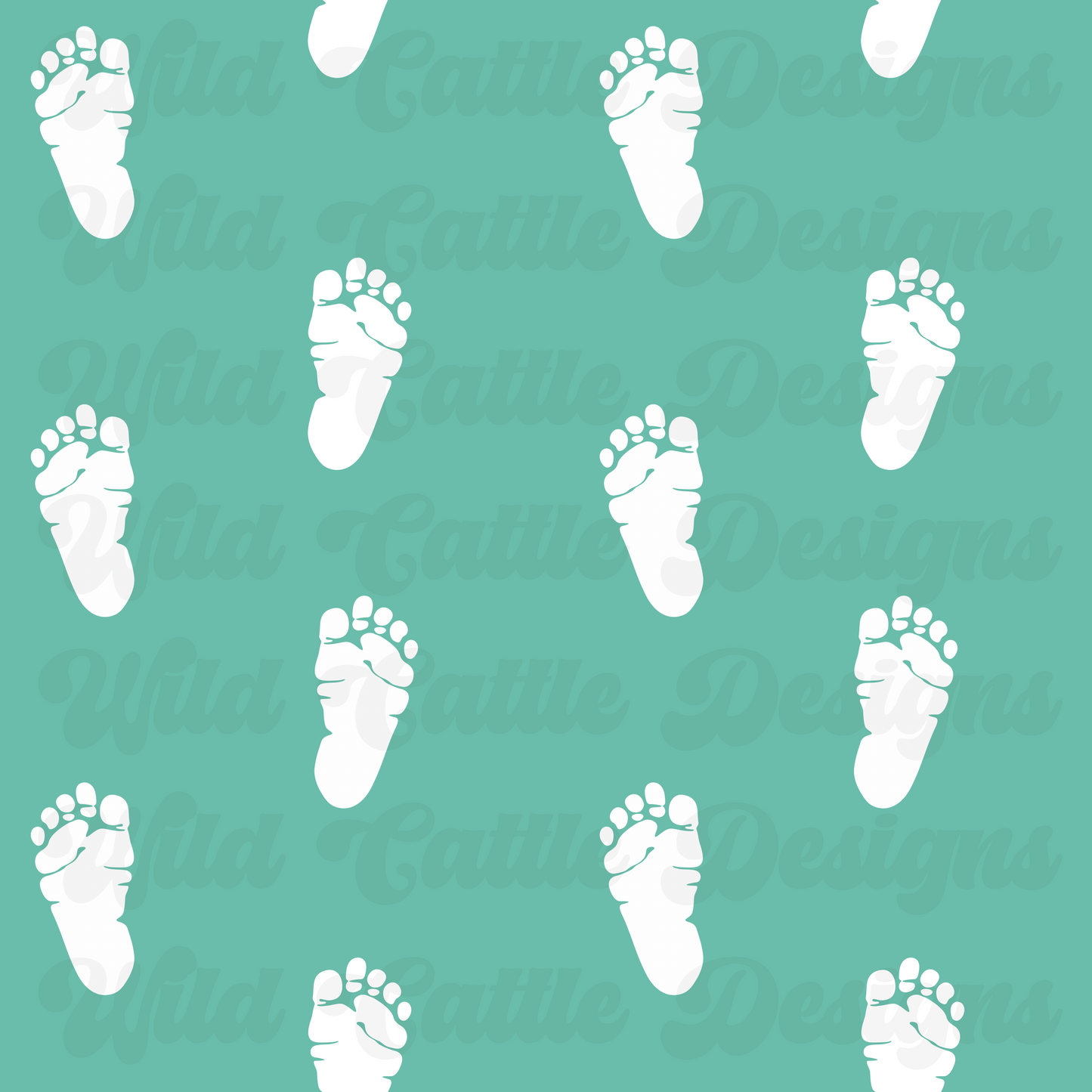 Green Baby Footprints Seamless