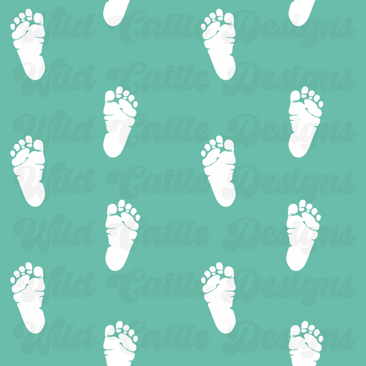 Green Baby Footprints Seamless