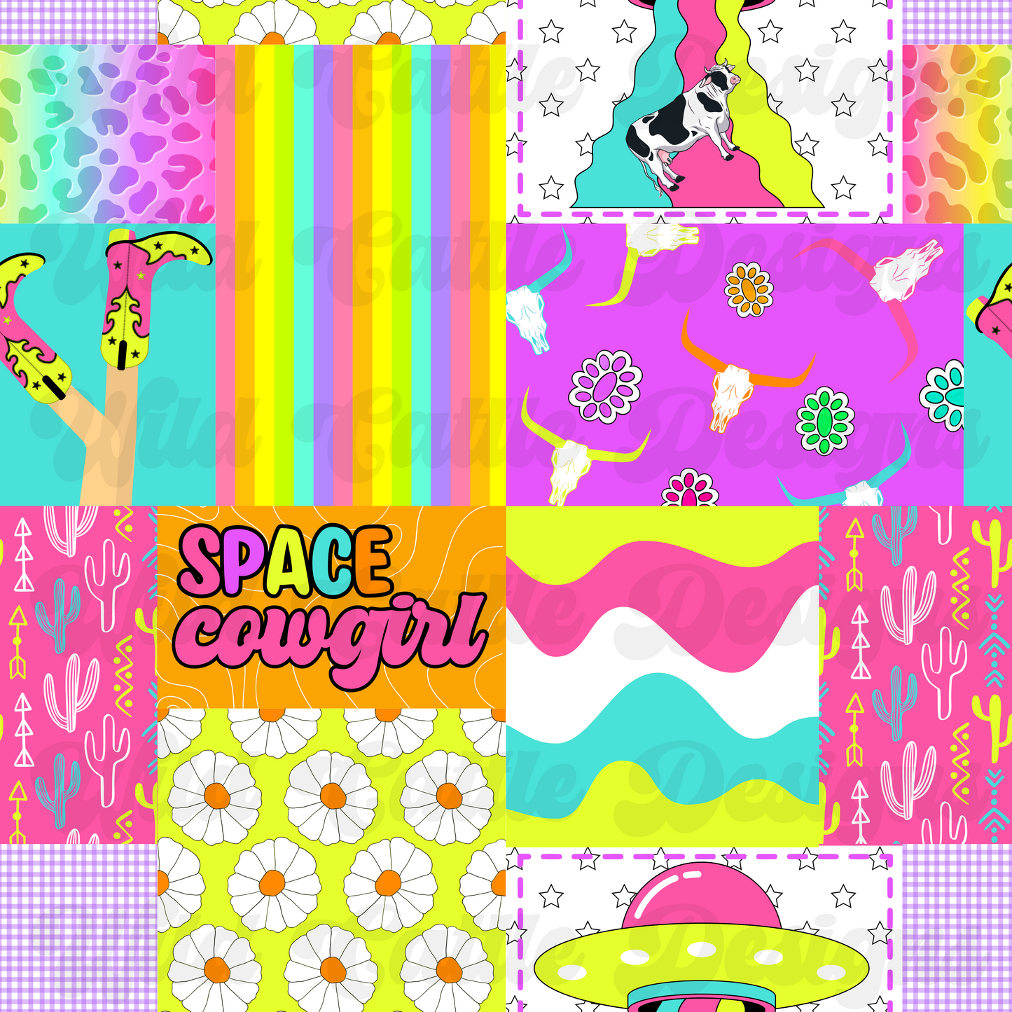 Neon Space Cowgirl Patchwork