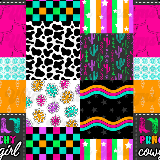 Neon Punchy Cowgirl Patchwork