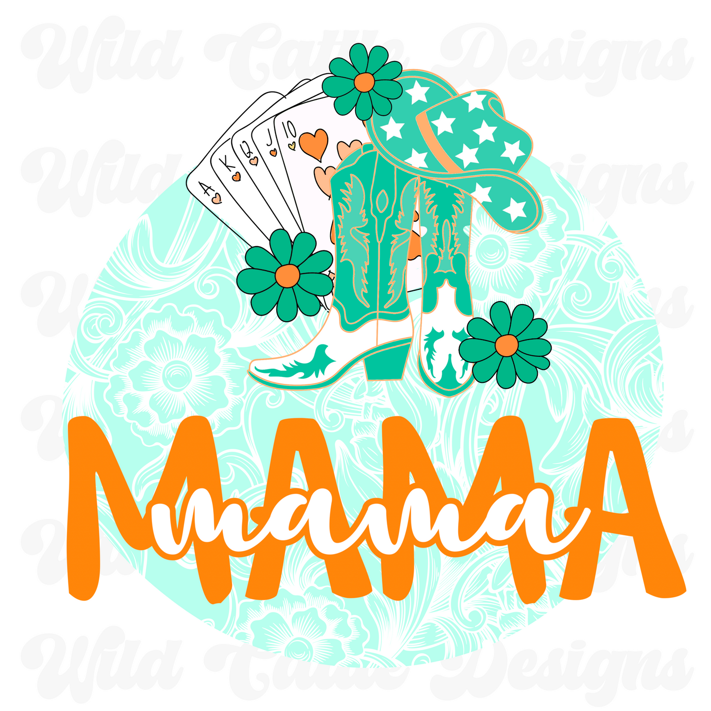 Orange Turquoise Mama PNG