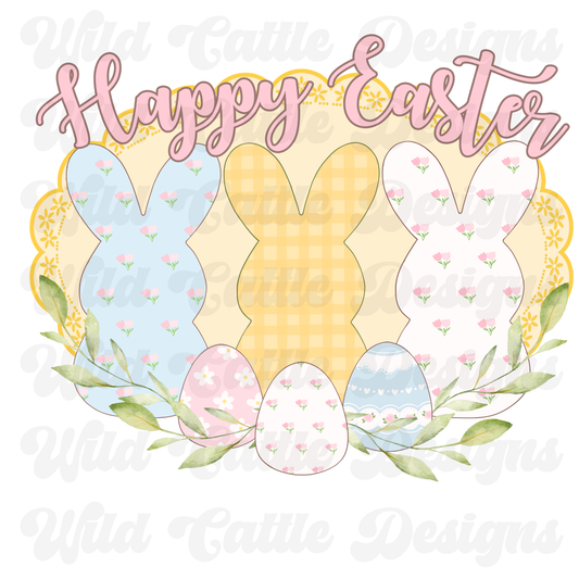 pastel coquette bunnies happy easter png