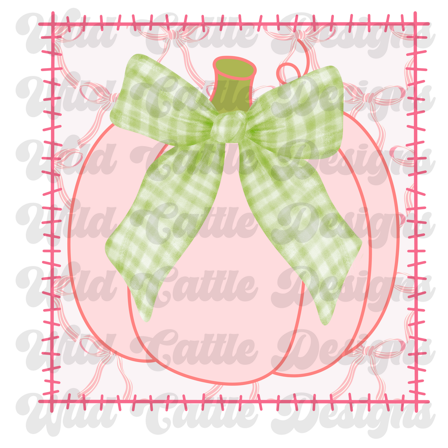 Pink and green coquette pumpkin png