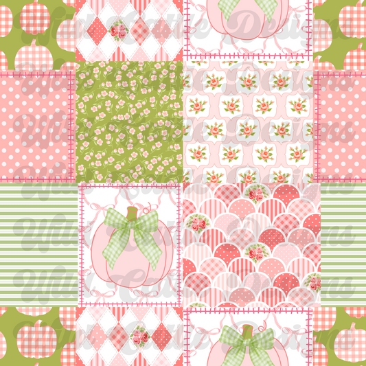 Pink and green coquette pumpkin patchwork