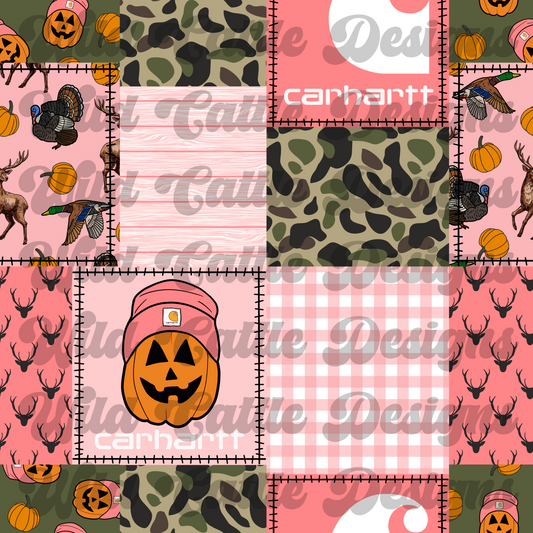 pink fall hunting patchwork