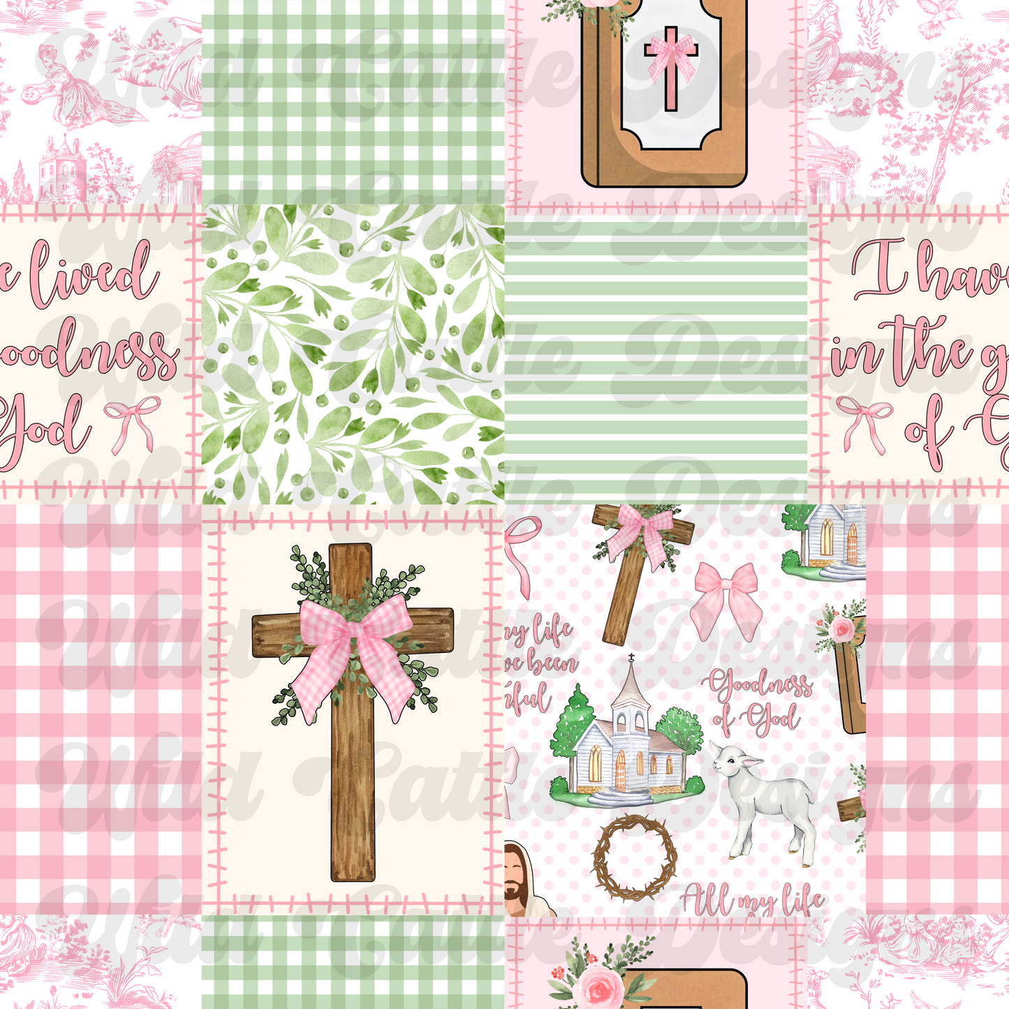 Pink goodness of god patchwork