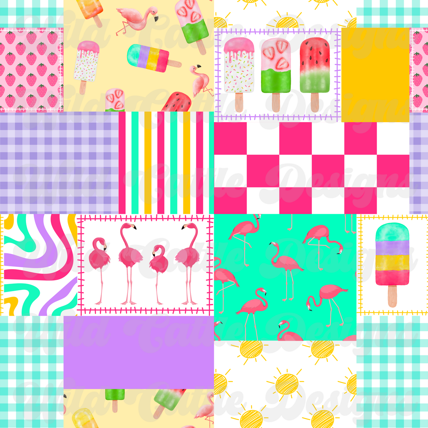 Popsicles and Flamingos Patchwork