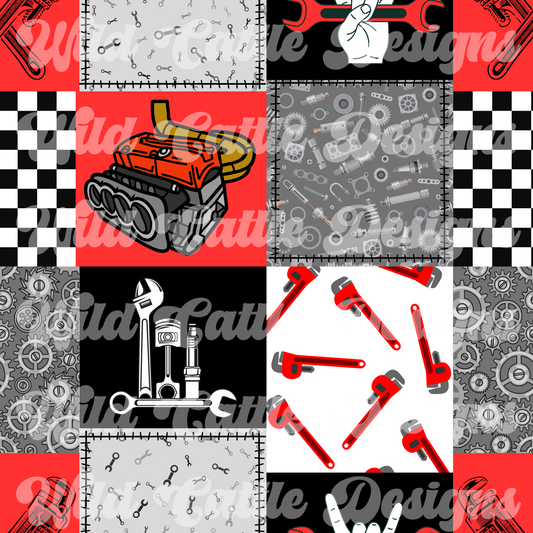 Red Mechanic Patchwork