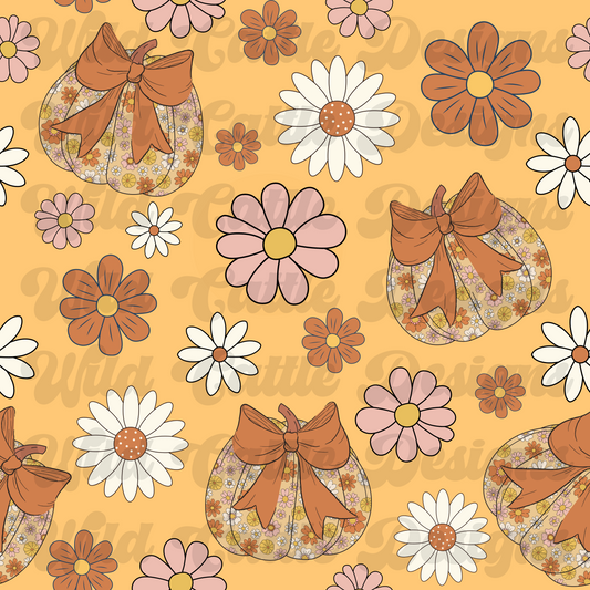 Retro floral pumpkin seamless