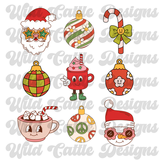 retro groovy christmas png
