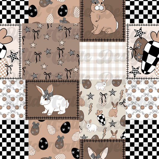 sad beige easter girl patchwork