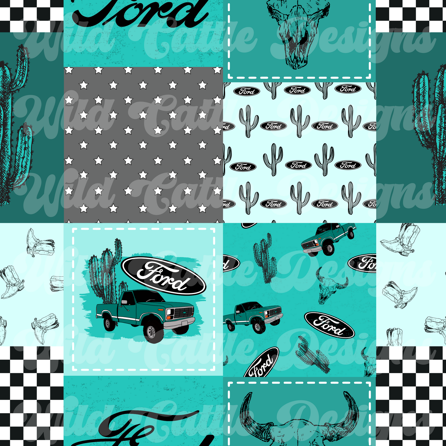 Turquoise Truck Patchwork