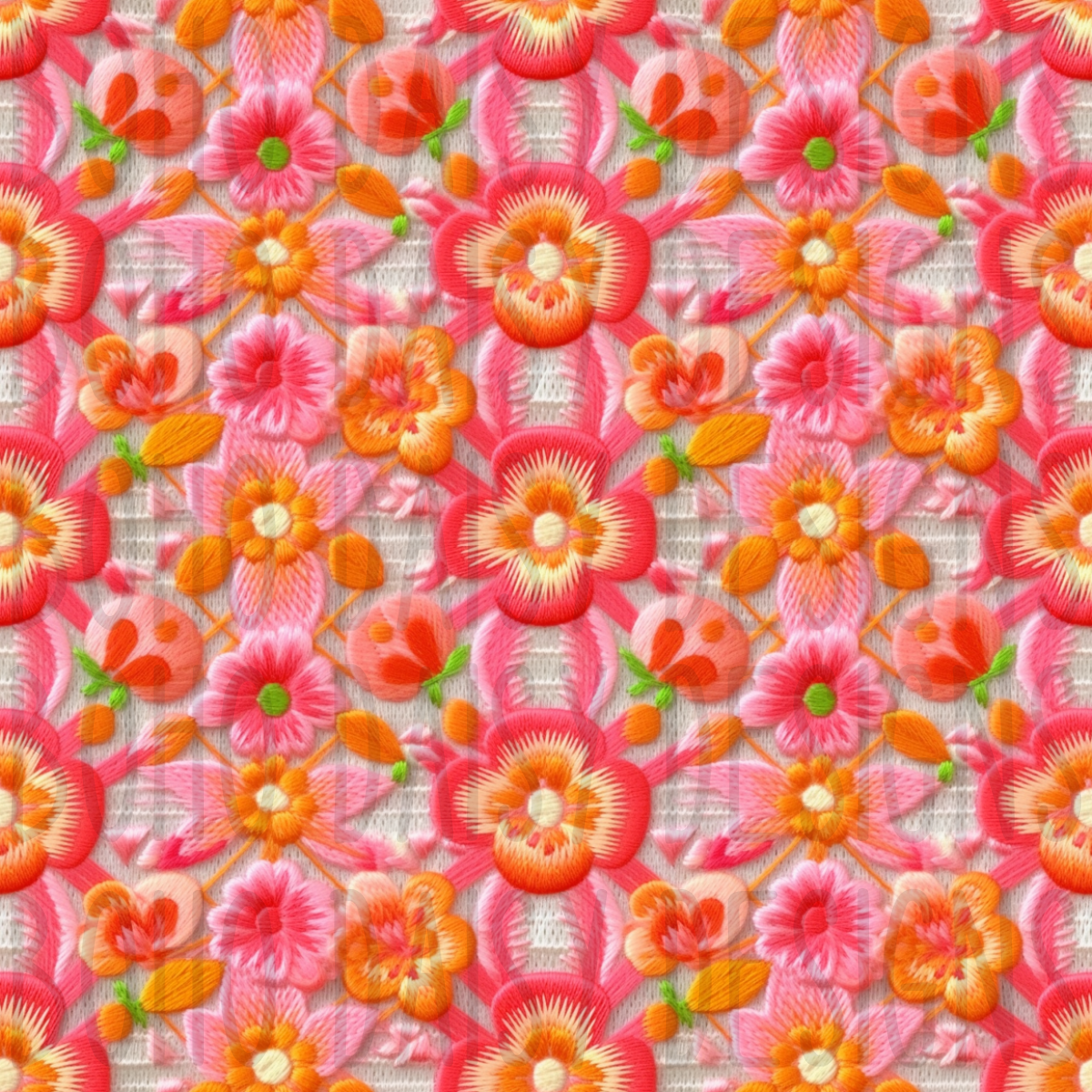 Pink and Orange Florals Seamless