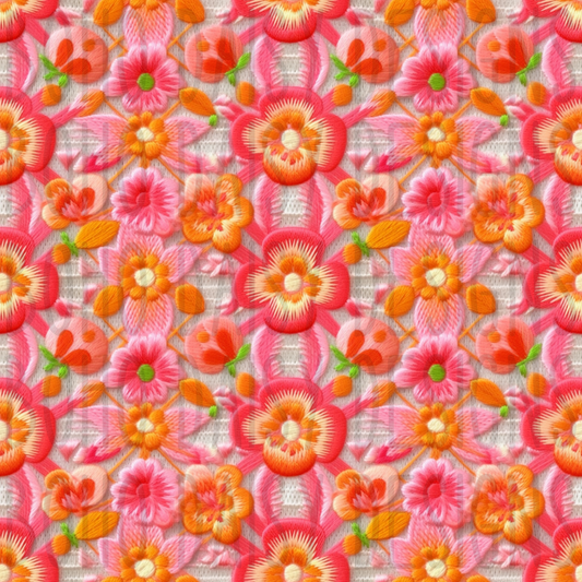 Pink and Orange Florals Seamless