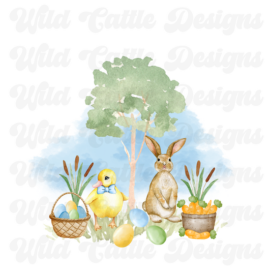 watercolor easter scene png