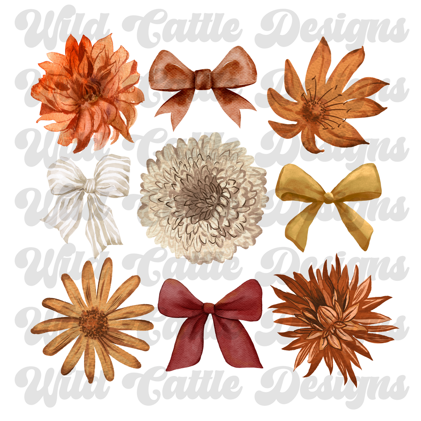 Watercolor fall floral png