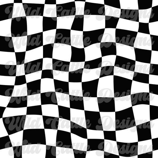 Wavy Black & White Checks Seamless