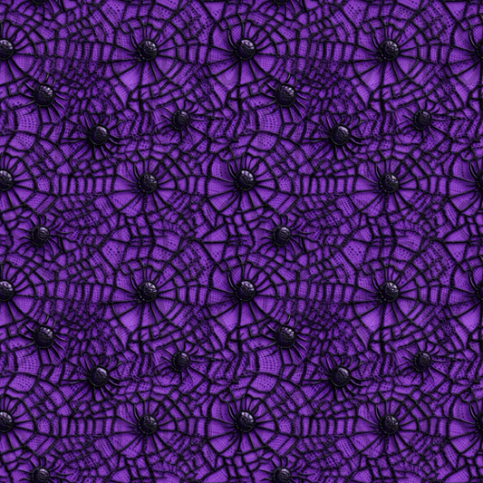 Purple and Black Spiders Embroidered Seamless