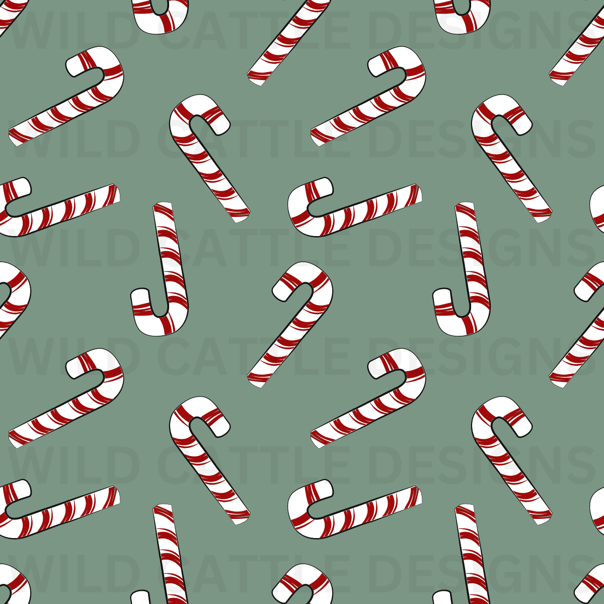 Green Candy Canes Seamless