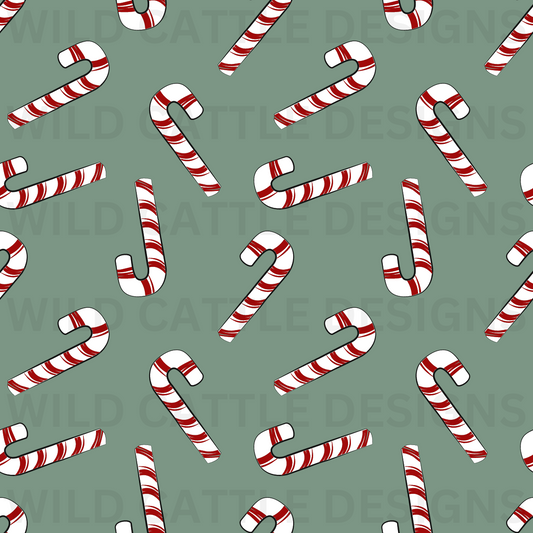 Green Candy Canes Seamless