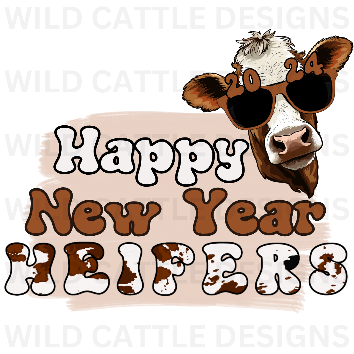 Happy New Year Cow with Year PNG