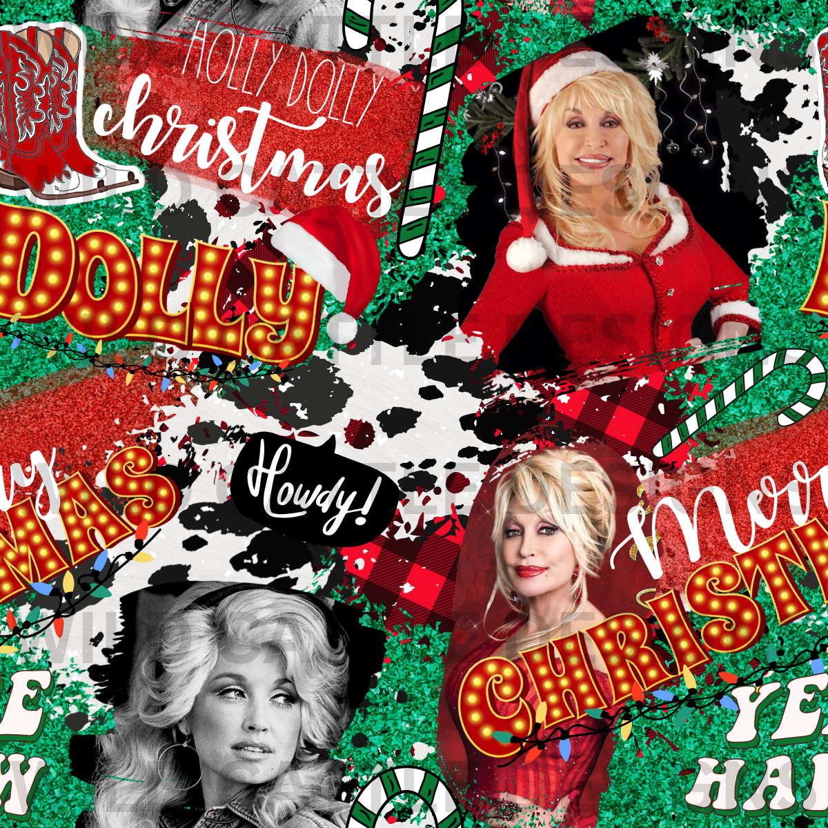 Holly Dolly Christmas Seamless