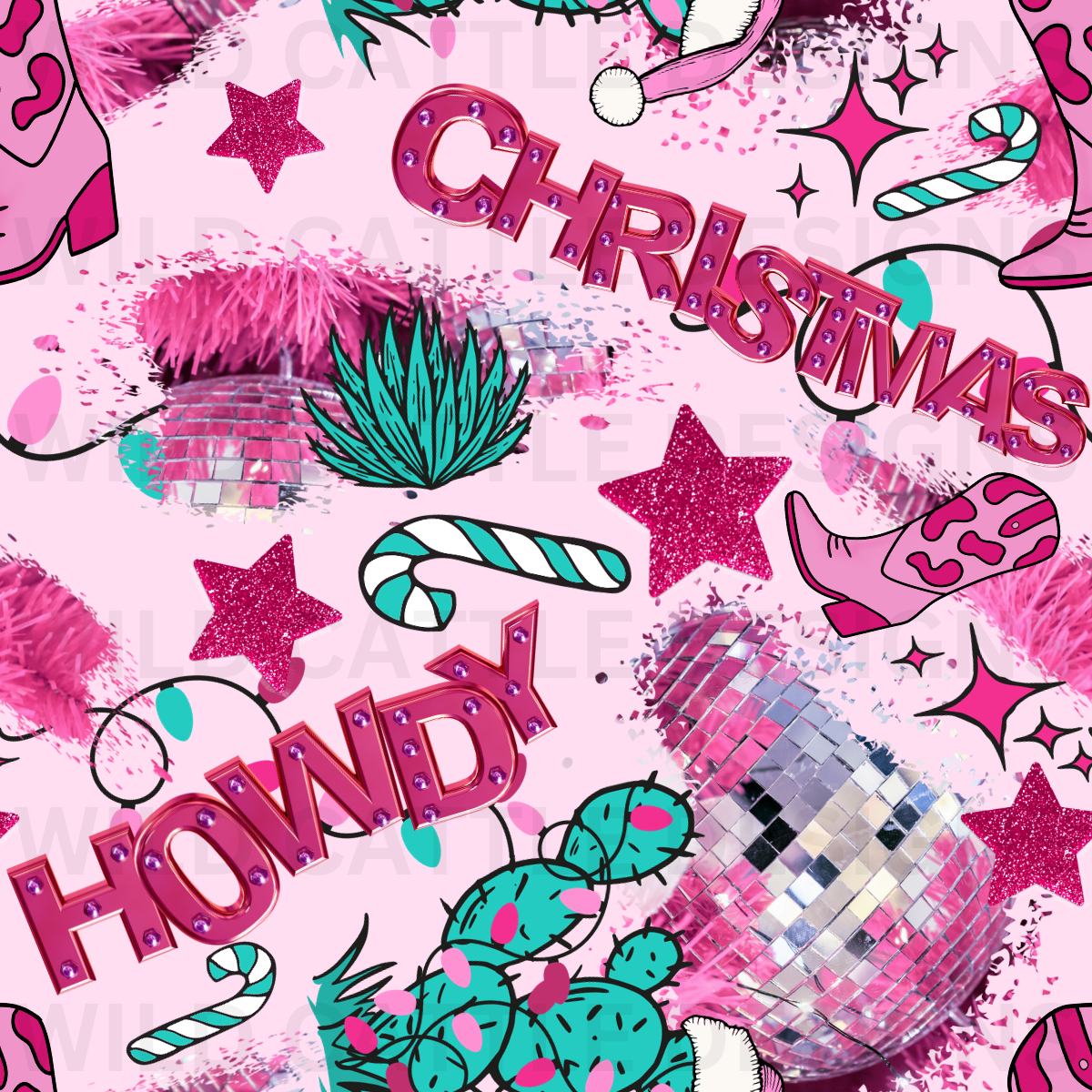 Howdy Christmas Collage Seamless