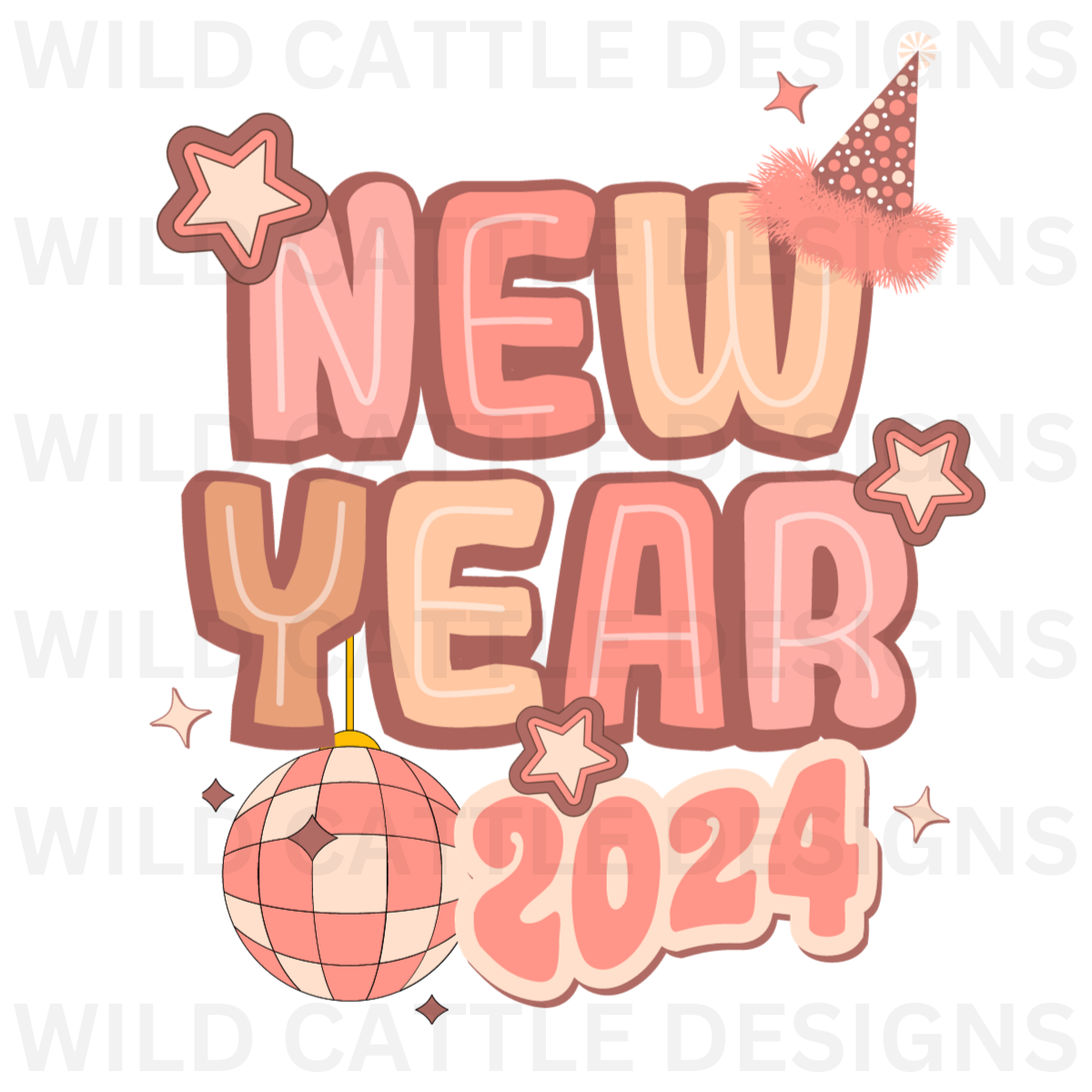 Peachy New Year with Year PNG