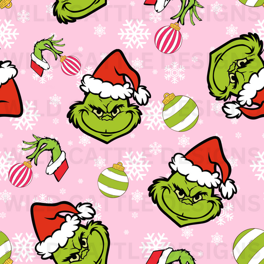 Pink and Green Christmas Monster Seamless