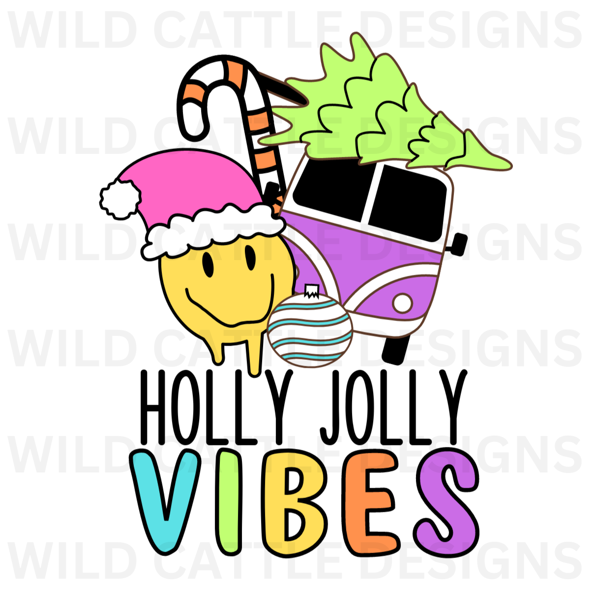 Pink Holly Jolly Vibes Collage PNG
