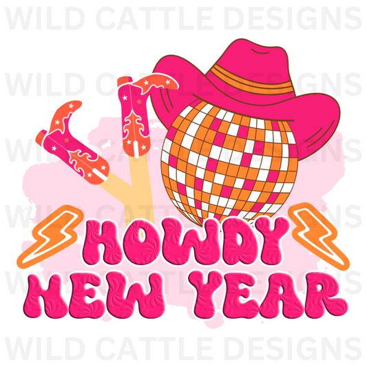 Pink Howdy New Year PNG