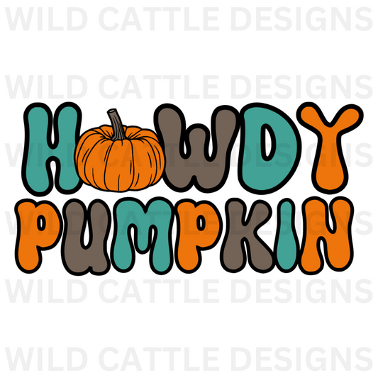 Teal Howdy Pumpkin PNG