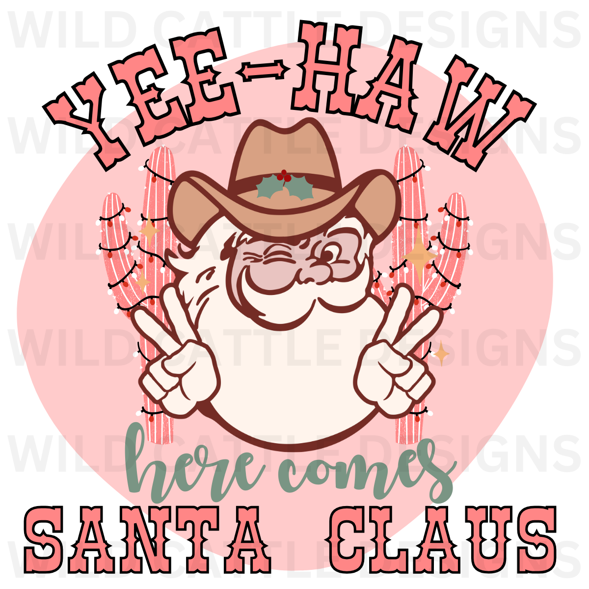 Pink Yeehaw Christmas PNG