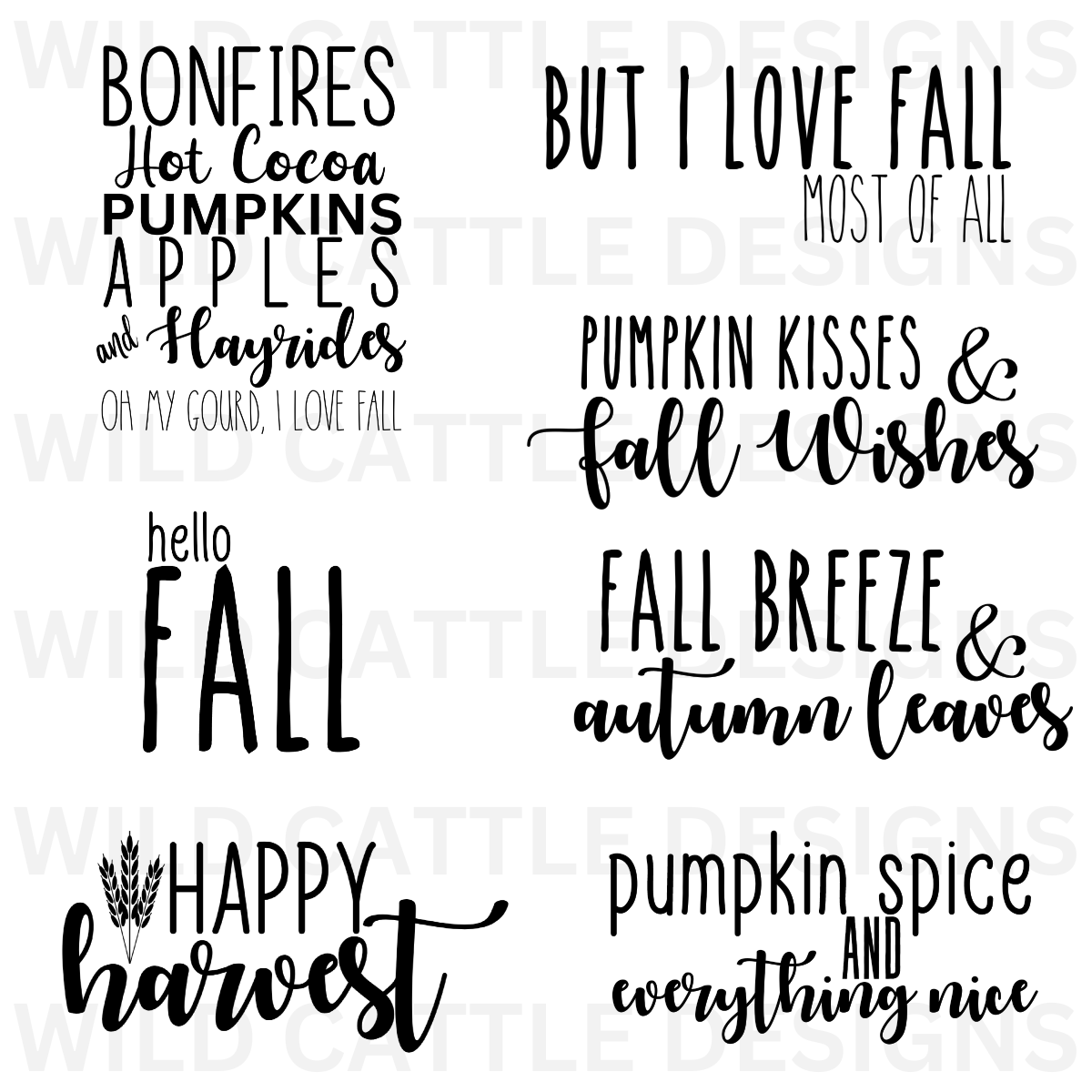 Simple Fall PNG Bundle (7 PNG Files)