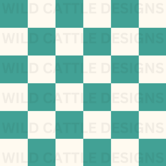 Teal and Cream Checker Seamless